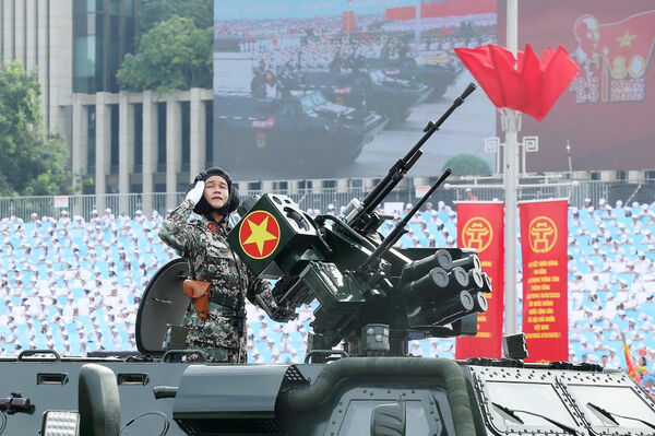 Army vehicles and artillery parade for 80th National Day