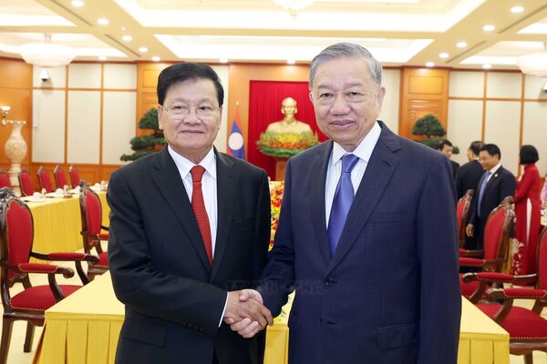 Vietnamese Party chief meets top Lao leader in Hanoi