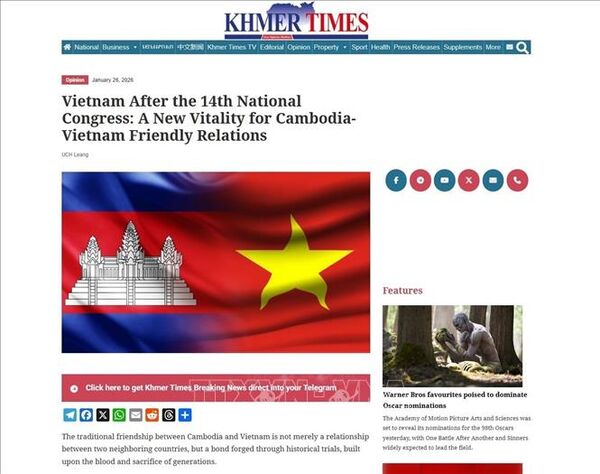 14th Party Congress brings new vitality for Vietnam–Cambodia friendship: Khmer Times 