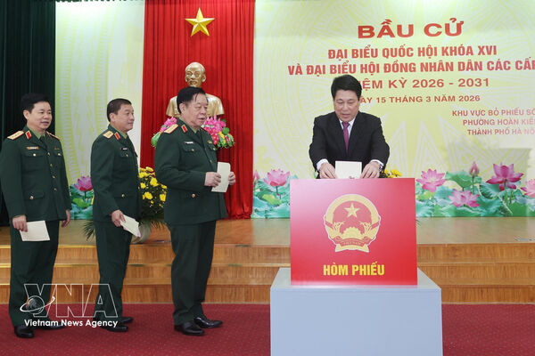 President Luong Cuong casts ballot in Hanoi’s Hoan Kien ward